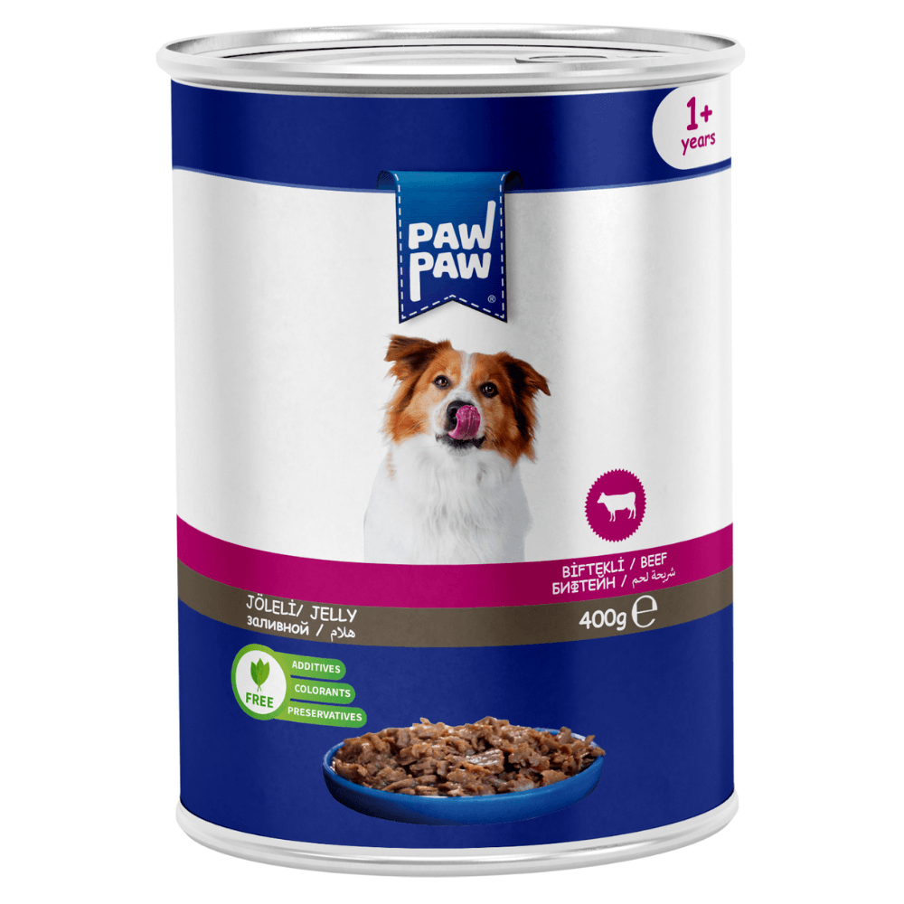 Paw Paw Jelly Parça Etli Biftekli Yetişkin Köpek Konservesi 400 Gr