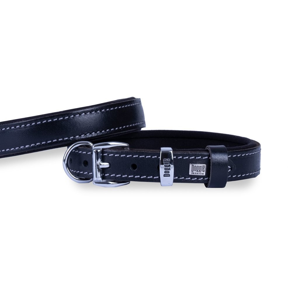 Doggie Konforlu Gerçek Deriden El Yapımı Köpek Boyun Tasması 2x35-40 Cm Siyah