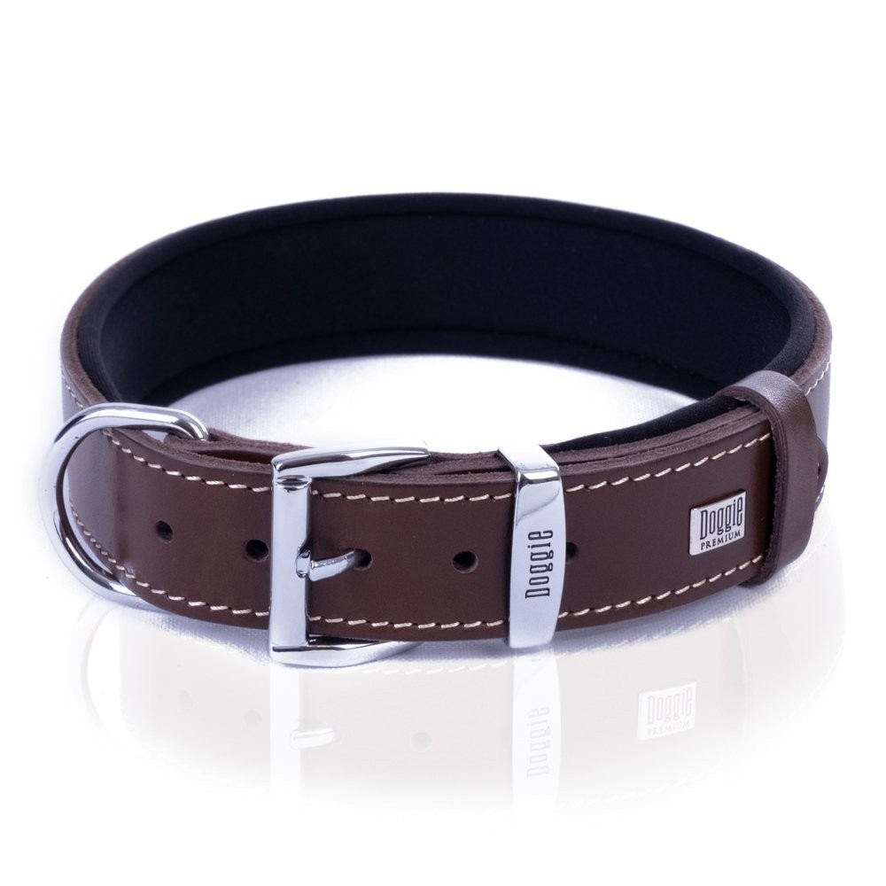 Doggie Konforlu Gerçek Deriden El Yapımı Köpek Boyun Tasması 4x57-65 Cm Kahverengi