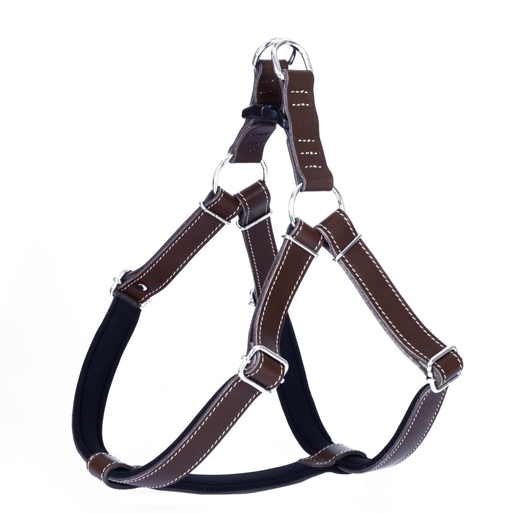 Doggie Konforlu Gerçek Deriden El Yapımı Ronin Model Köpek Göğüs Tasması XL-2.5x65-75 Cm Kahverengi