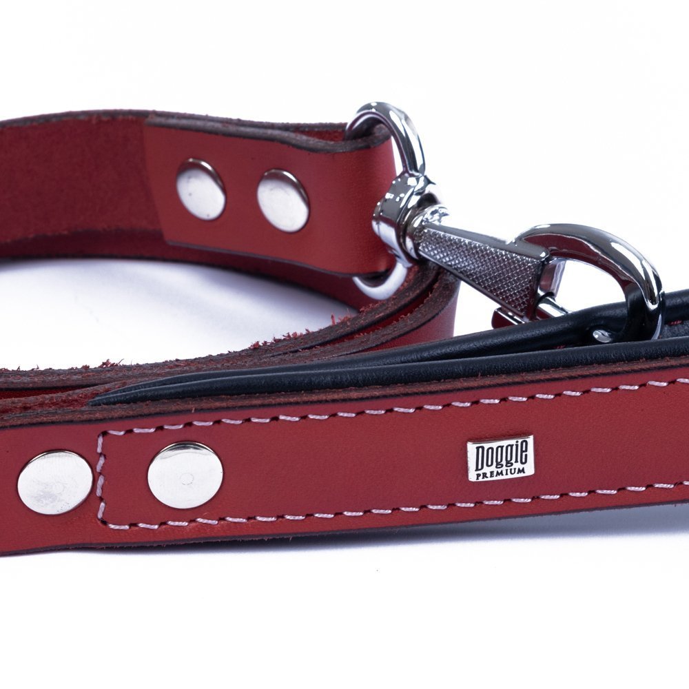 Doggie Firstclass Gerçek Deriden El Yapımı Köpek Gezdirme Kayışı 2.5x120 Cm Kırmızı
