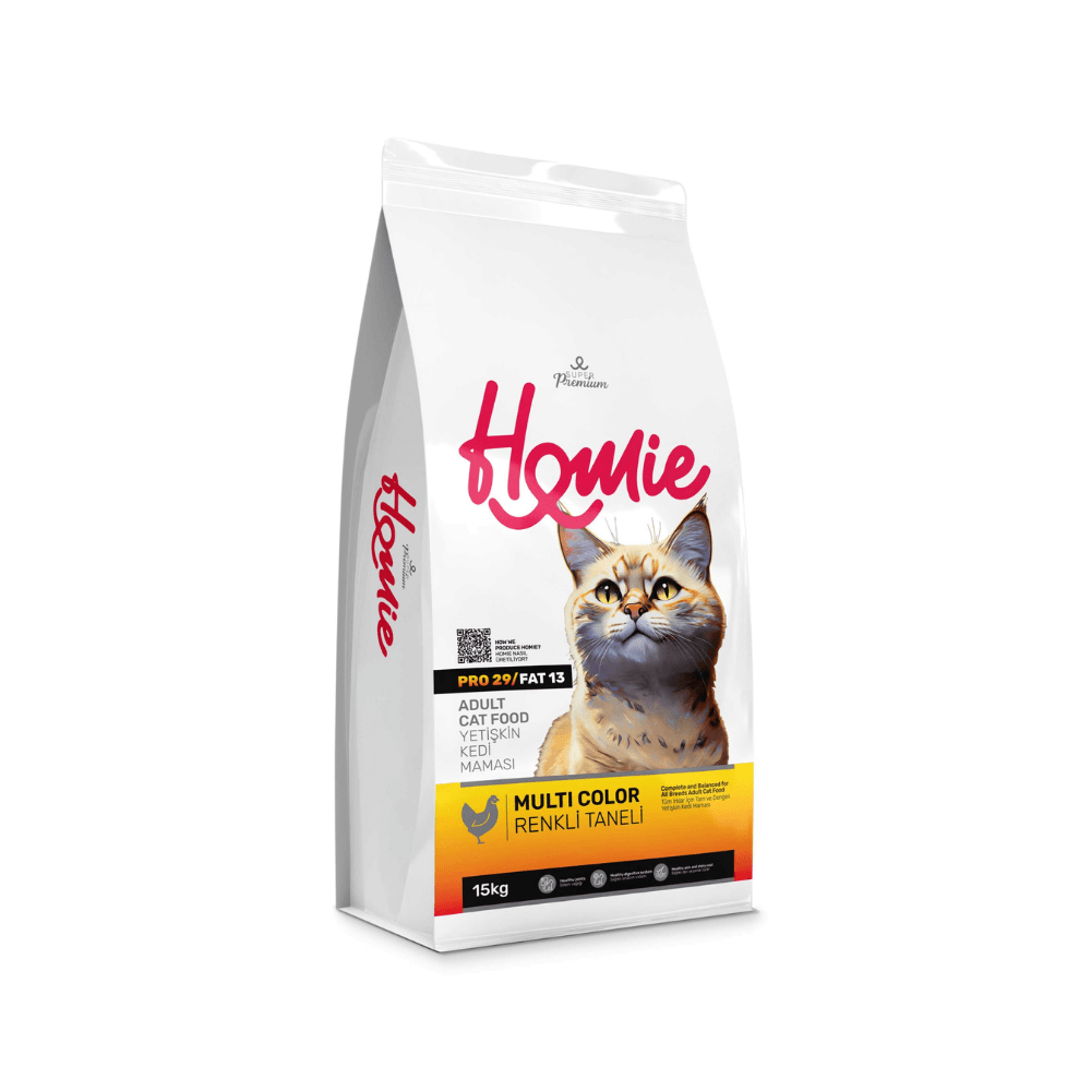 Homie Süper Premium Multi Color Renkli Taneli Tavuklu Yetişkin Kedi Maması 15 Kg