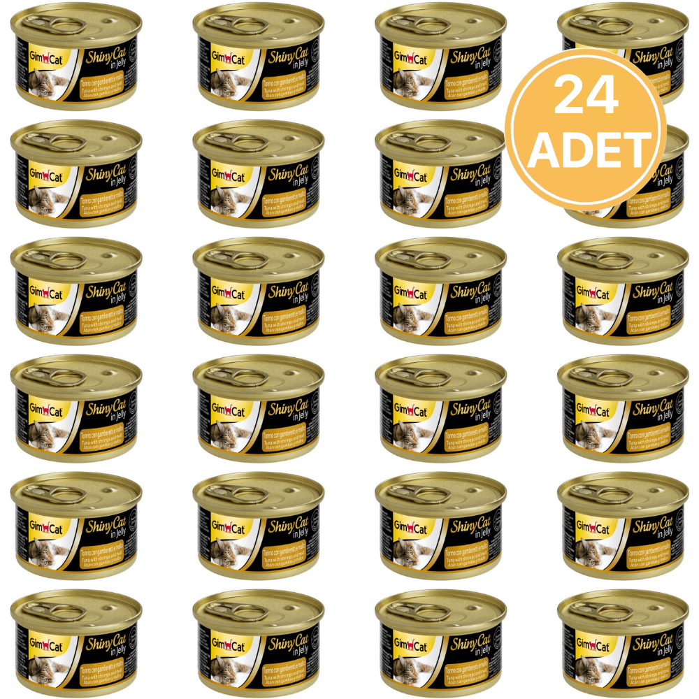 Gimcat Shiny Cat in Jelly Ton Balıklı Karidesli Ve Malt Özlü Yetişkin Kedi Konservesi 70 Gr ( 24 ADET )