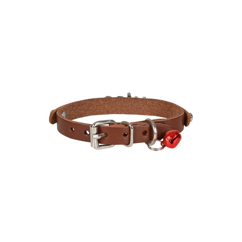 Cattie İsimlikli Deri Kedi Boyun Tasması M 1x21-25 Cm Kahverengi