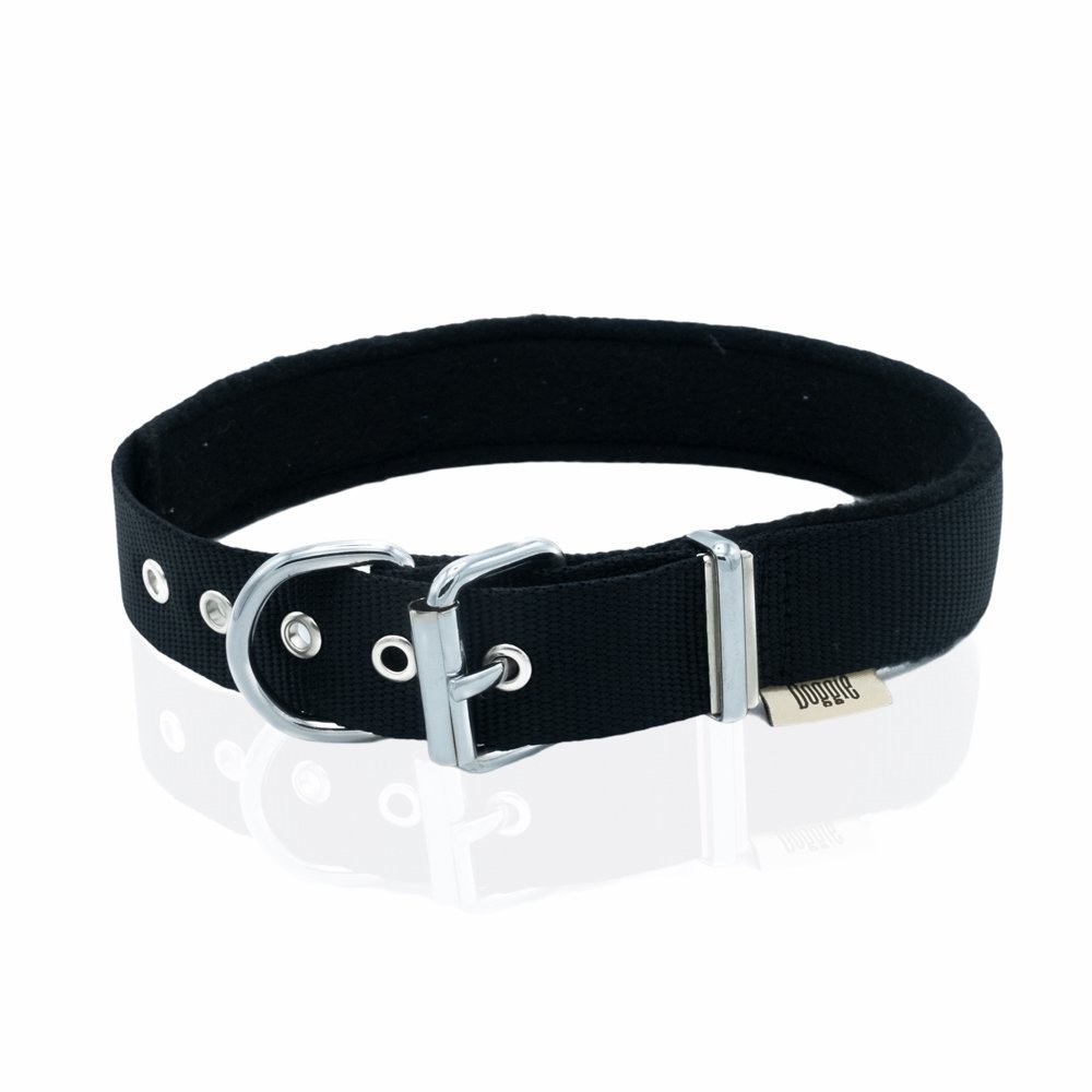 Doggie Polar Dokumadan El Yapımı Köpek Boyun Tasması 3x42-50 Cm Siyah