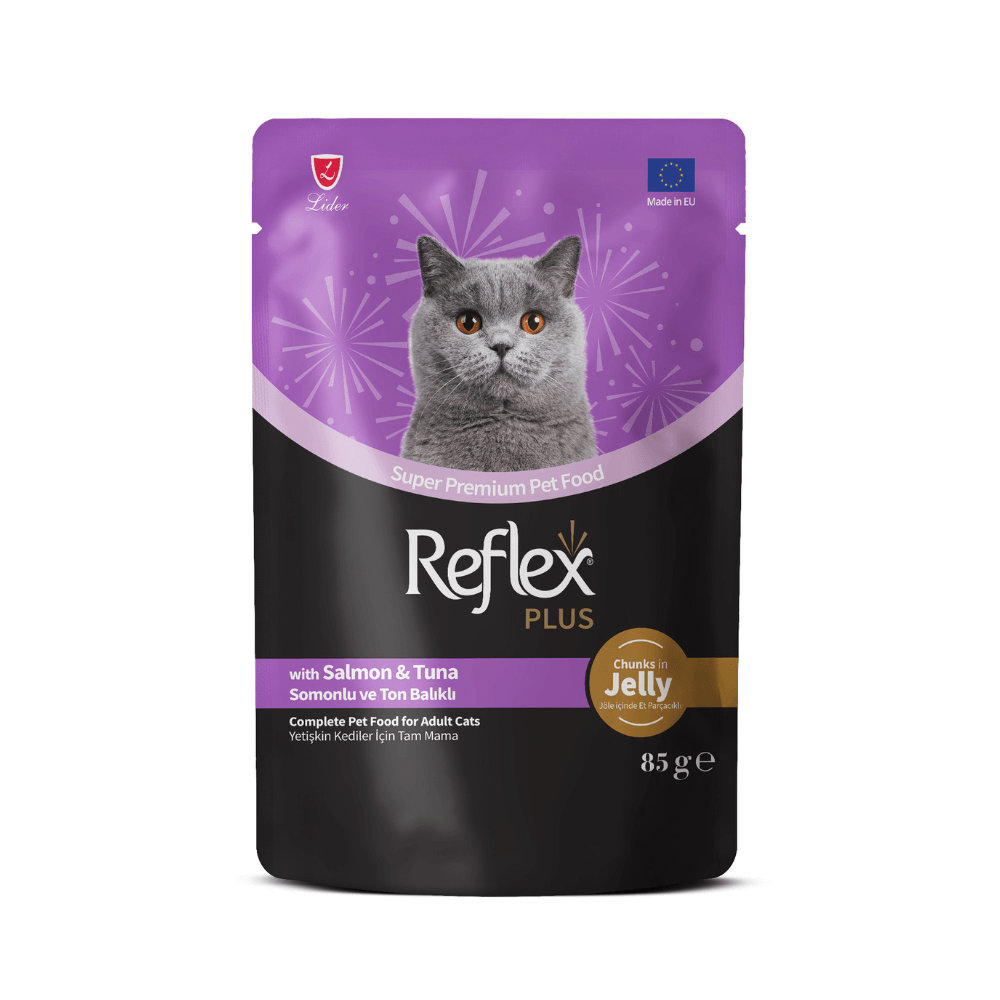 Reflex Plus Jöle Et Parçacıklı Somonlu ve Ton Balıklı Yetişkin Yaş Kedi Maması 85 G