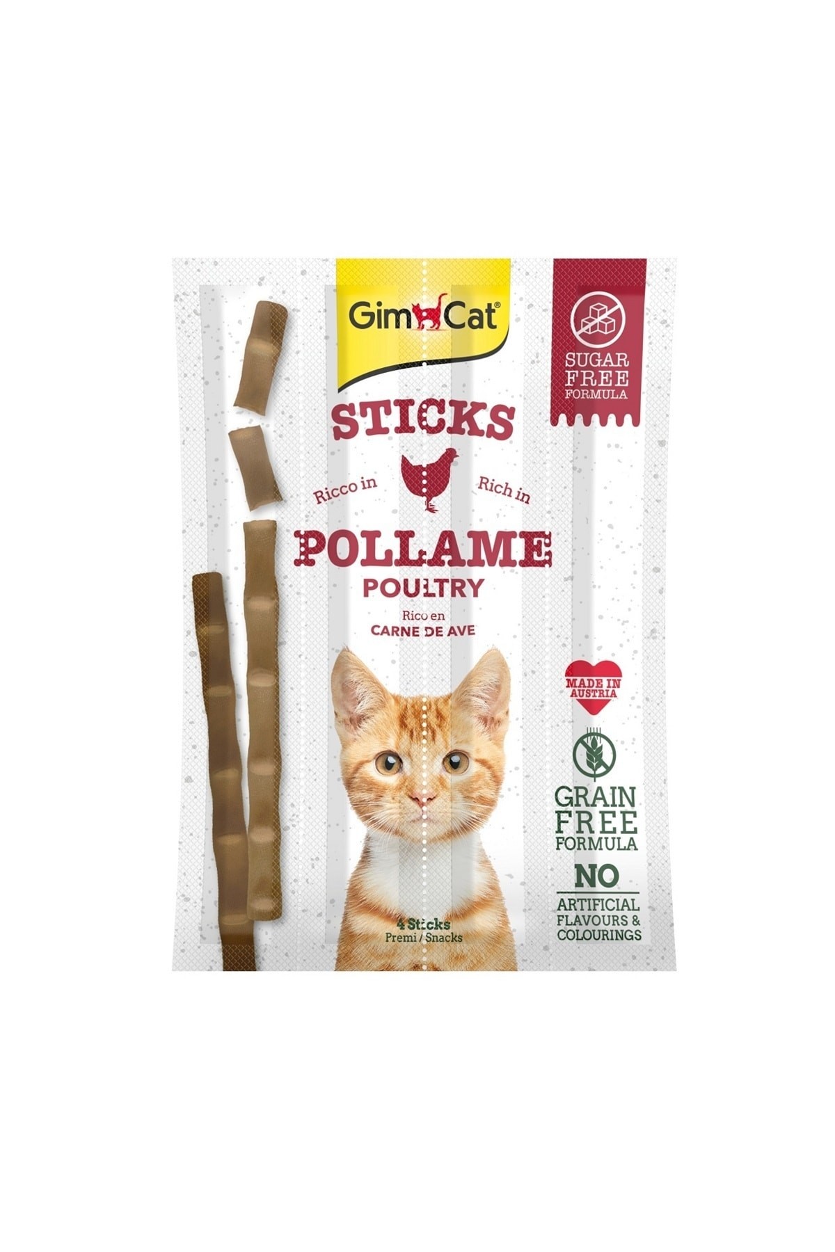 GimCat Sticks Kümes Hayvanlı Tahılsız Kedi Ödül Çubukları 4 Parça 20 Gr