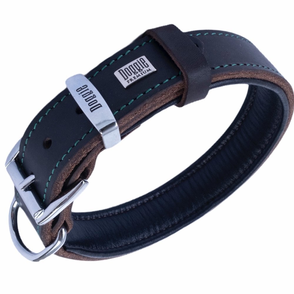 Doggie Yağlı Gerçek Deriden El Yapımı Köpek Boyun Tasması 4x47-55 Cm Yağ Yeşili