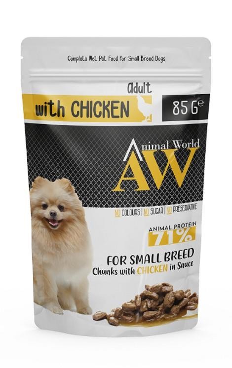 Animal World Tavuk Göğsü Etli Küçük Irk Yetişkin Köpek Konservesi 85 Gr