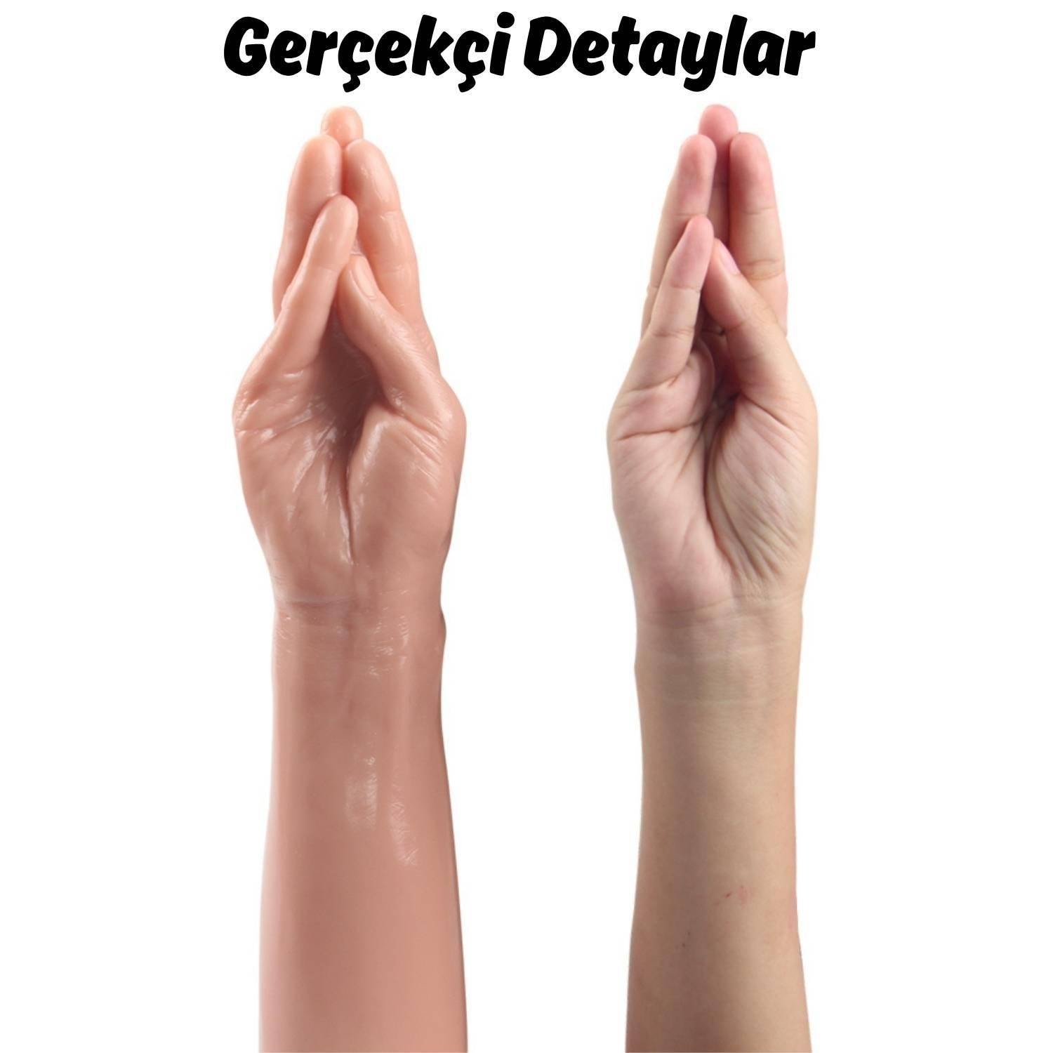 Magic Hand - King Size Realistic Fist Anal Plug Dev Boyut Gerçekçi Doku Realistik Sivri Uçlu El-Kol Dildo 34x7 CM detay