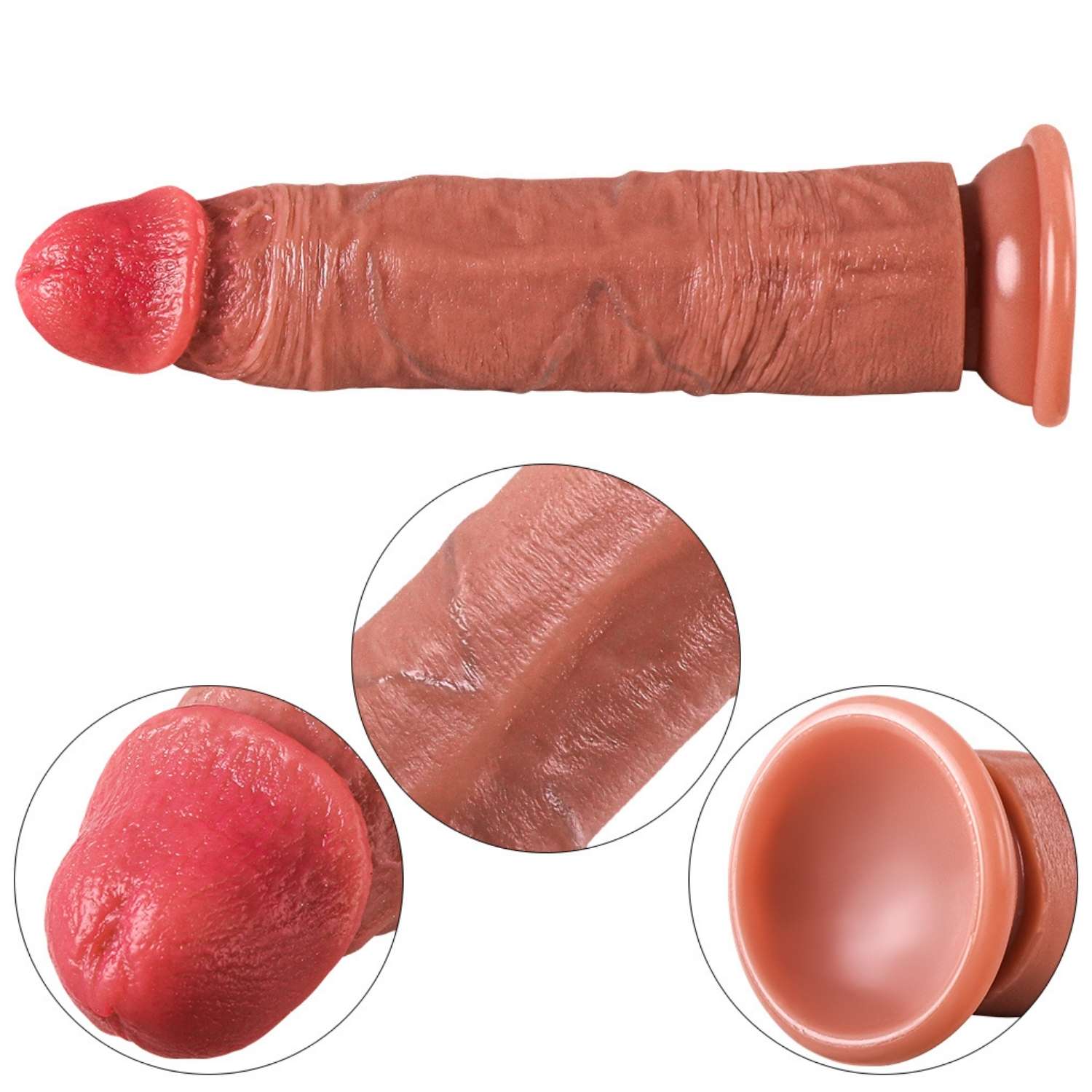 Hardy - Ultra Yumuşak Doku Testissiz Realistik Dildo Çift Katmanlı Silikon Gerçekçi Yapay Penis 22x4.3 CM
