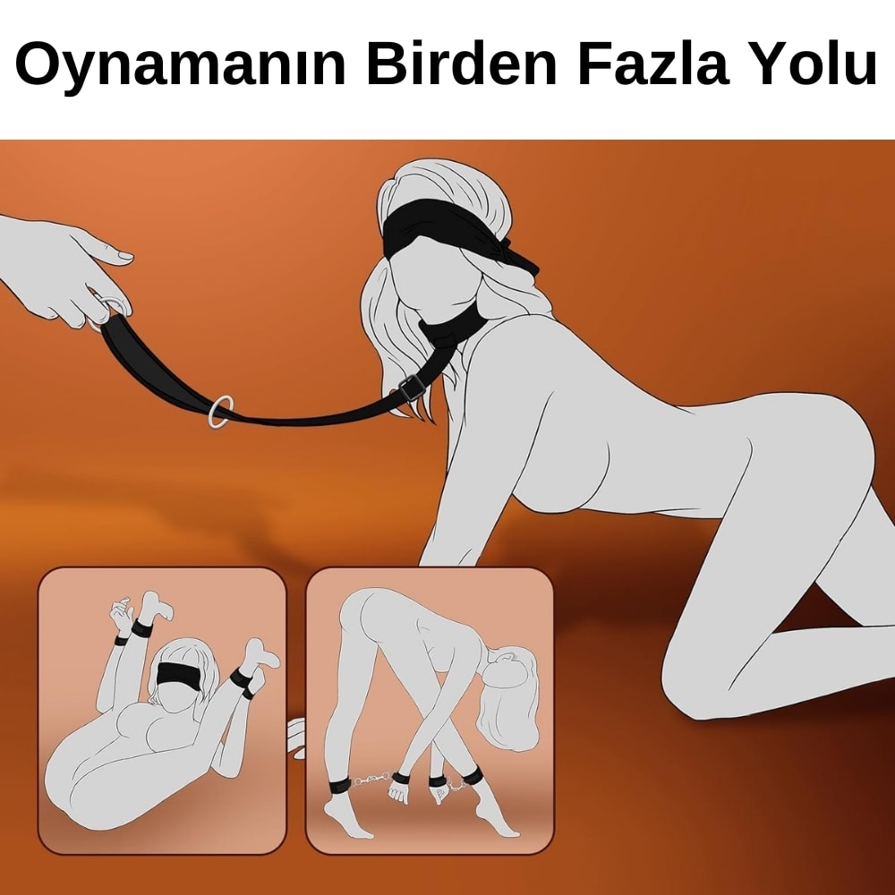 Fetish Master Boyun Bilek Manşetleri Ayarlanabilir Pozisyon BDSM Seti detay