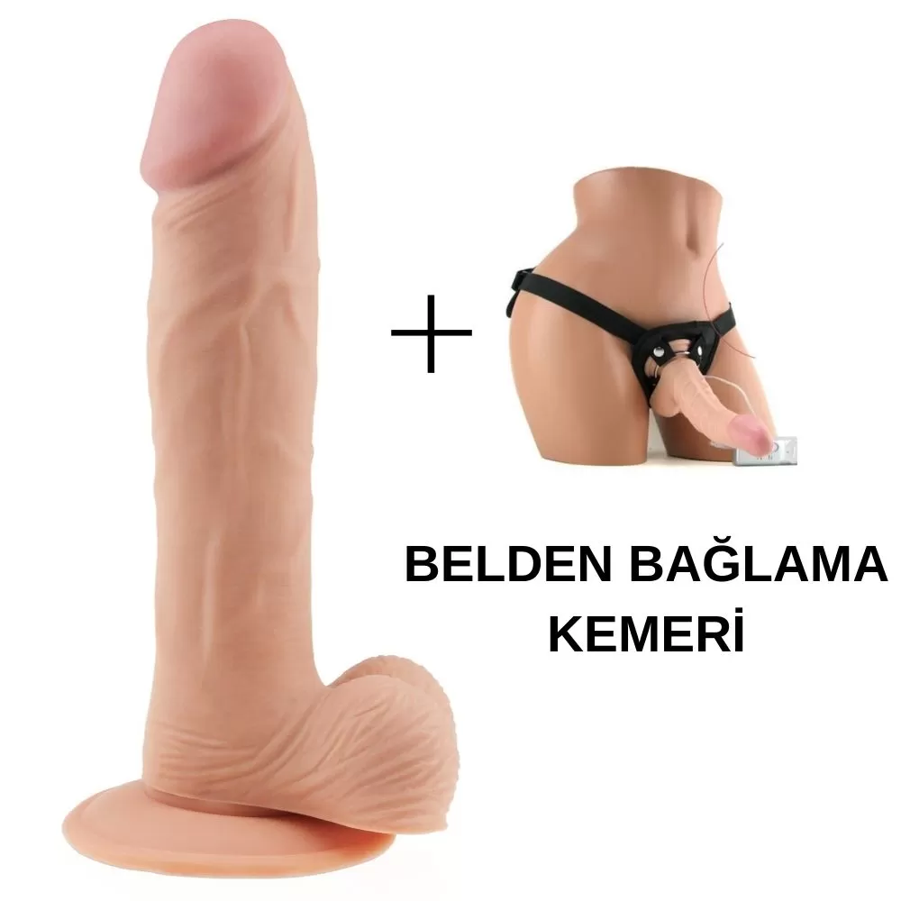 23 CM Ultra Yumuşak Dokulu Belden Bağlamalı Kemerli Realistik Dildo Penis