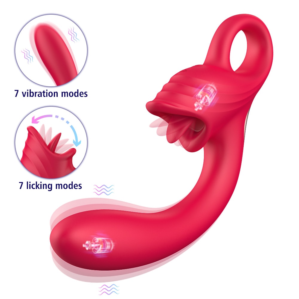 Ellie - Manyetik Şarjlı Aynı Anda Klitoris ve G Spot Uyarıcı Dil Yalama Hareketli Esnek Kavisli Vibratör detay