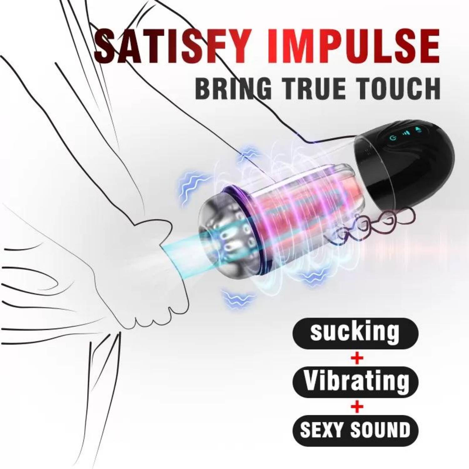 Masterbator - Şarjlı İnleme Sesli Titreşimli ve Emiş Güçlü Penis Pompası Suni Vajina Tam Otomatik Mastürbatör detay