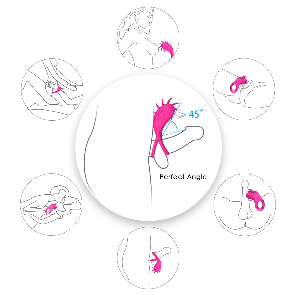 WIND MAGIC Testis ve Penis Halkalı Klitoris Uyarıcı Çiftler İçin Dil Vibratör detay