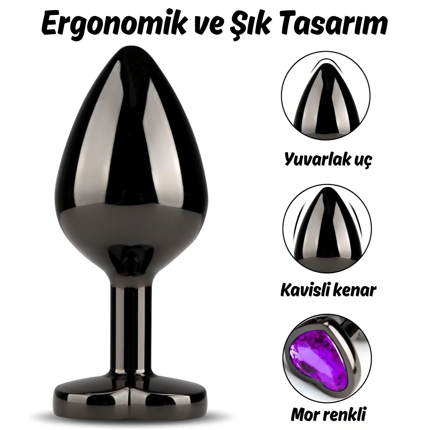 Balang ve leri Seviye Geniletmek in 3 Farkl Boyutta Mor Mcevher  Tal Metal Anal Plug Eitim