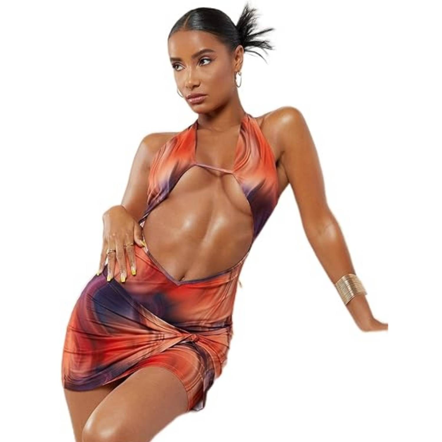 Fantezi Club Elbise Askılı Seksi Mini Elbise Çok Renkli Erotik Gecelik - 8483 detay