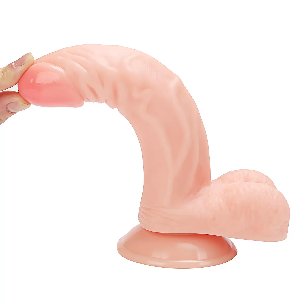 Ryan - Güçlü Vantuzlu Realistik Dildo Eğik Yapı Gerçekçi Yapay Penis 21x4.2 CM