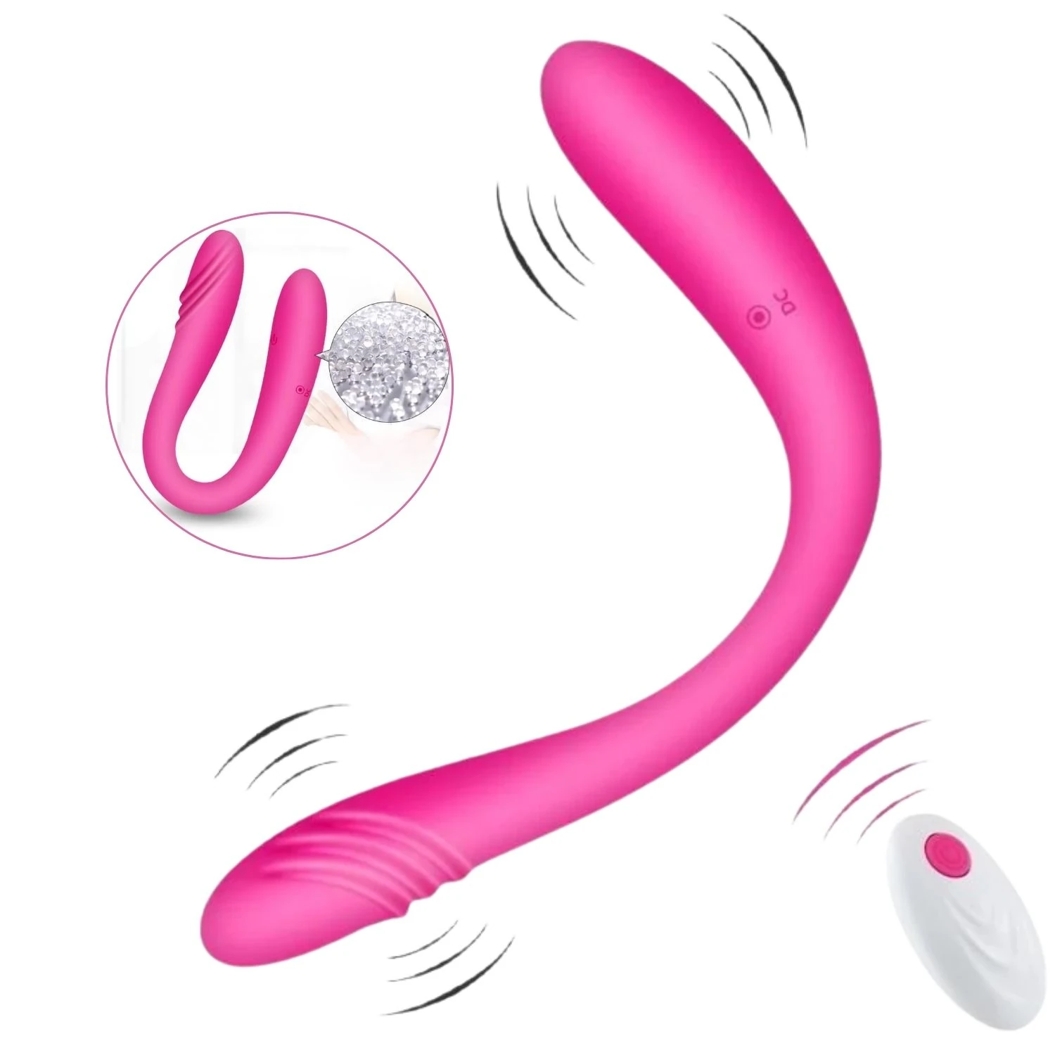 Double Ended - Şarjlı Kablosuz Kumandalı G-Spot Uyarıcı Bükülebilir Çift Taraflı Kullanılabilir Vibratör