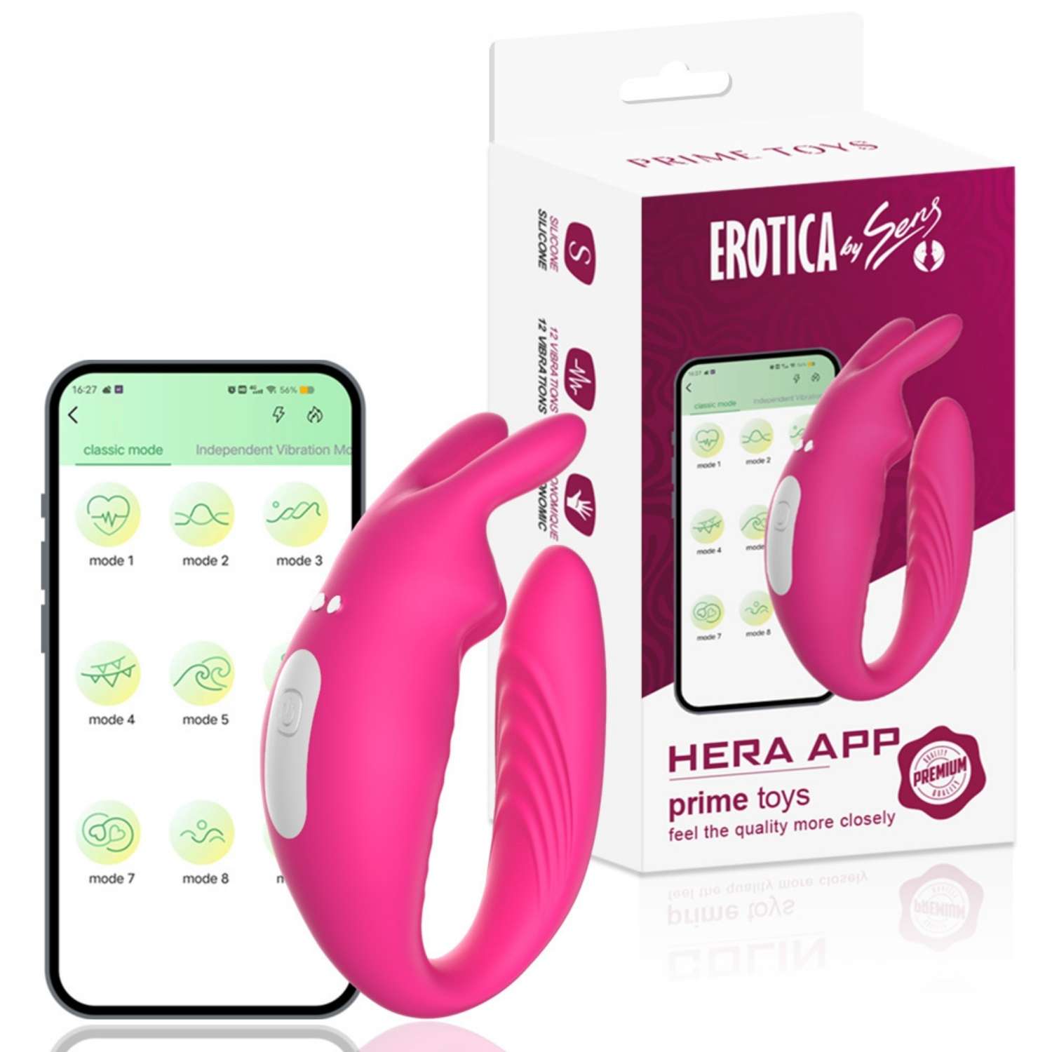 Hera App - Şarjlı Telefon Kontrollü Aynı Anda G Spot ve Klitoris Uyarıcı Sessiz Giyilebilir Rabbit Vibratör