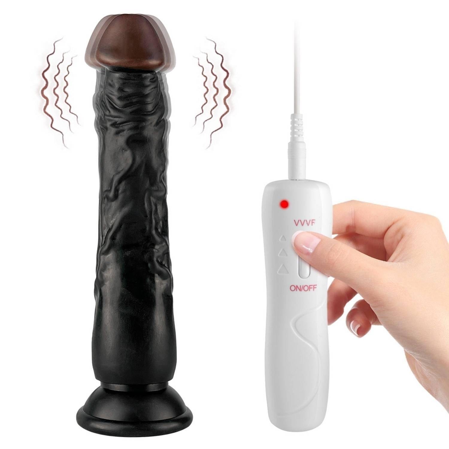 Kendrick - Kumandalı Vantuzlu Testissiz Güçlü Titreşimli Gerçekçi Zenci Yapay Penis Realistik Dokuda Dildo 22 CM detay