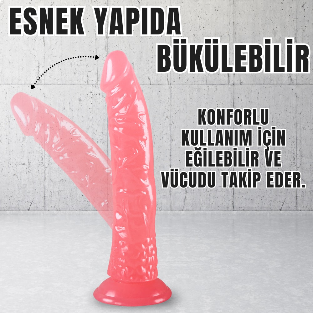 Güçlü Vantuzlu Damarlı Testissiz Realistik Dildo Anal Vajina Kullanım Gerçekçi Yapay Penis 21x3.5 CM detay