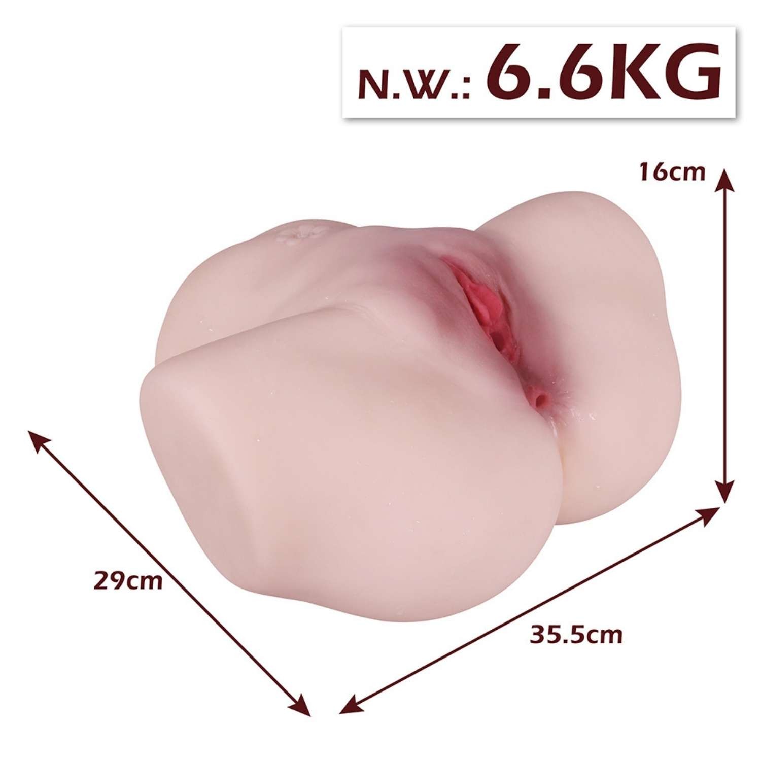 Carol - Anal Vajina Çift Girişli Titreşimli Isıtmalı Realistik Kalça Suni Vajina Mastürbatör 6.6 KG
