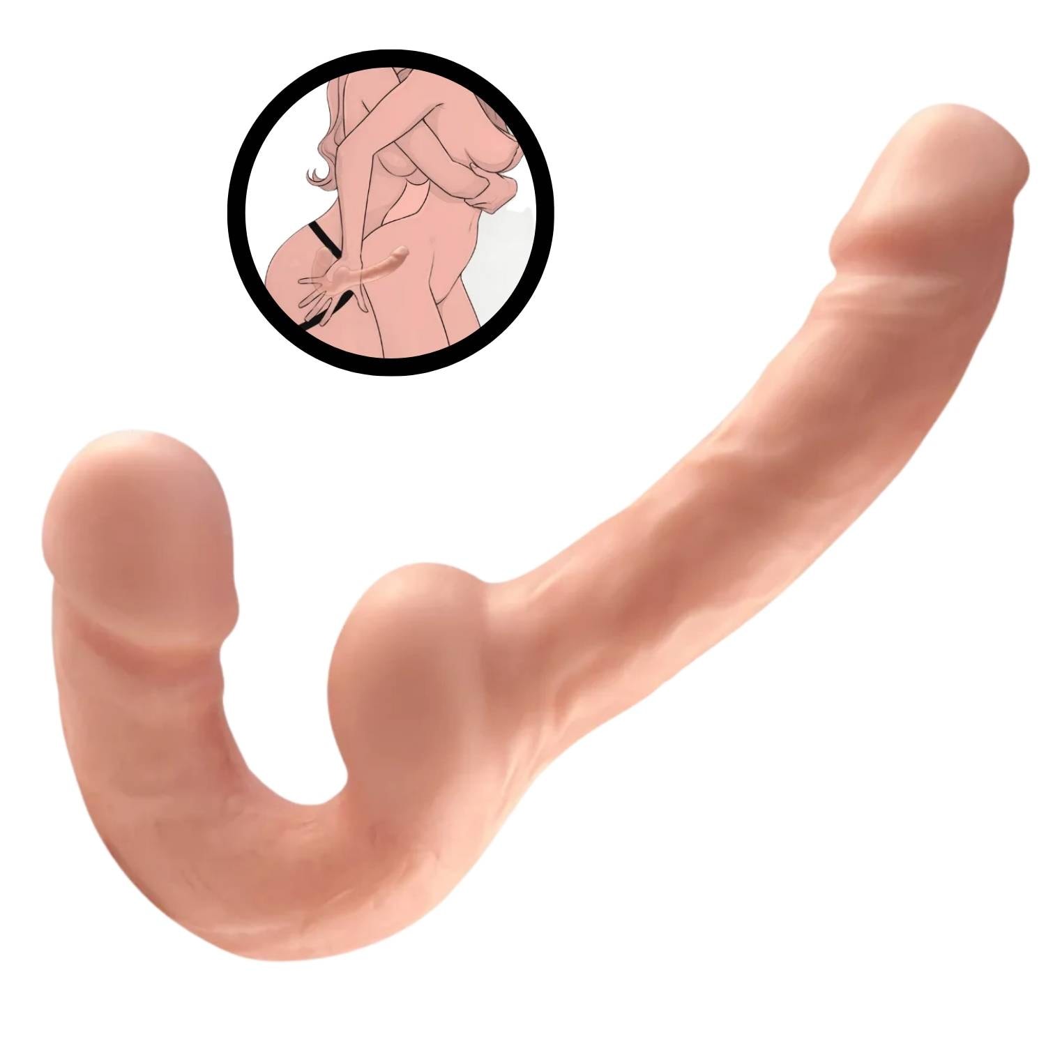 Ultra Soft Realistic Strapless Strap-on Double Dildo Yumuşak Doku Gerçekçi Çift Taraflı Realistik Yapay Penis detay