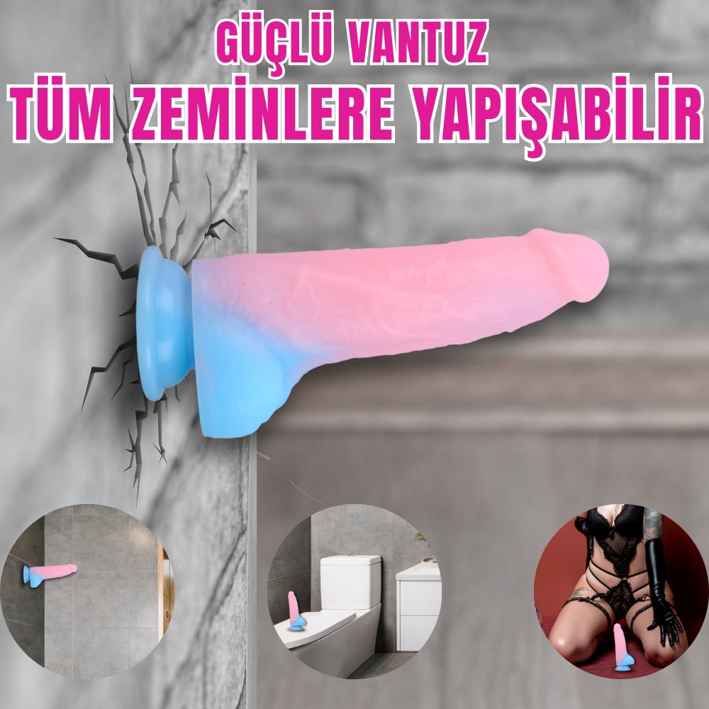 NEON ELITE Glow in the Dark - Karanlıkta Parlayan Dildo Ultra Yumuşak Realistik Yapay Penis detay