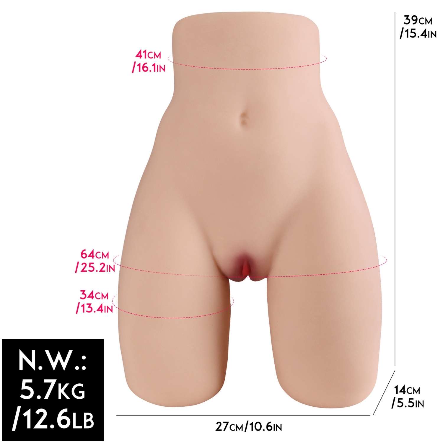 Nicole - Yarım Realistik Manken Anal Vajina Çift Girişli 2 in 1 Titreşimli Isıtmalı Suni Vajina Mastürbatör 5.7 KG