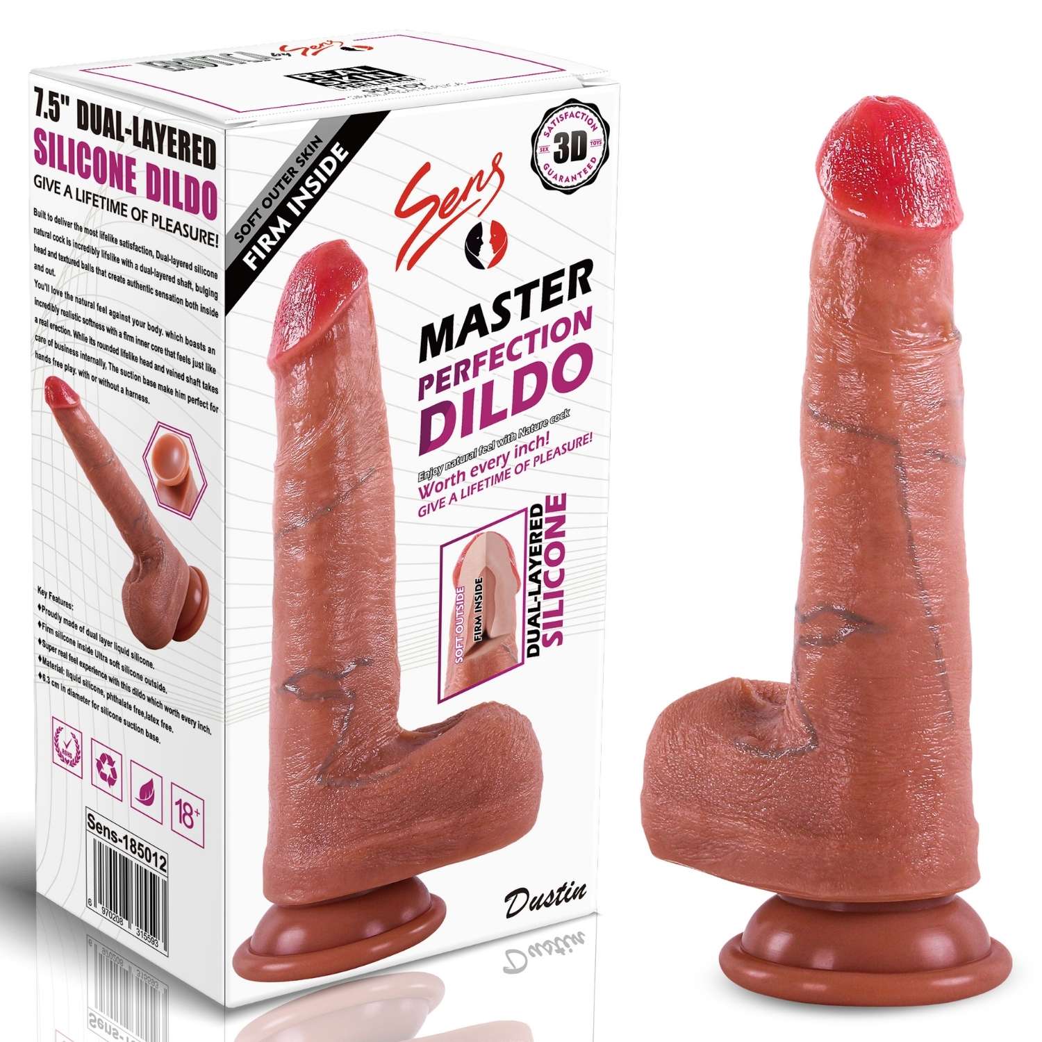 Dustin - Ultra Yumuşak Dokulu Realistik Dildo Çift Katmanlı Silikon Gerçekçi Yapay Penis 19x3.5 CM