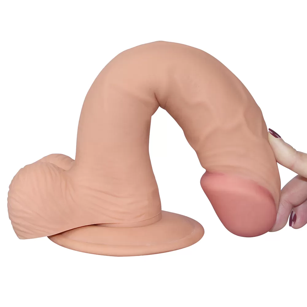 Geliştirilmiş Gerçekçi Yapay Penis Yumuşak Doku Büyük Boy Realistik Dildo 23x4.5 CM detay
