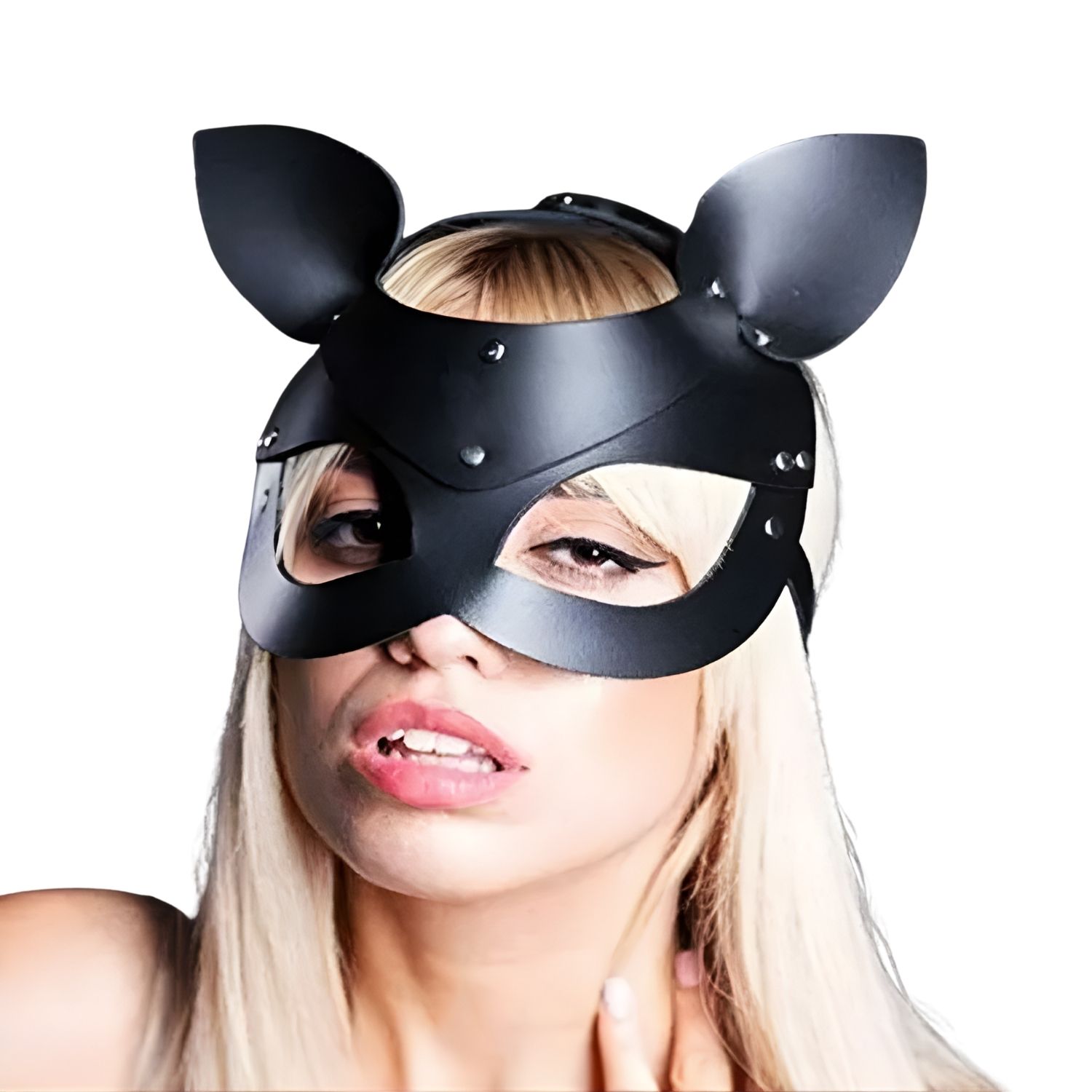 Sens Fantasy Cat Mask Deri Fantezi Kedi Maske - J968 detay