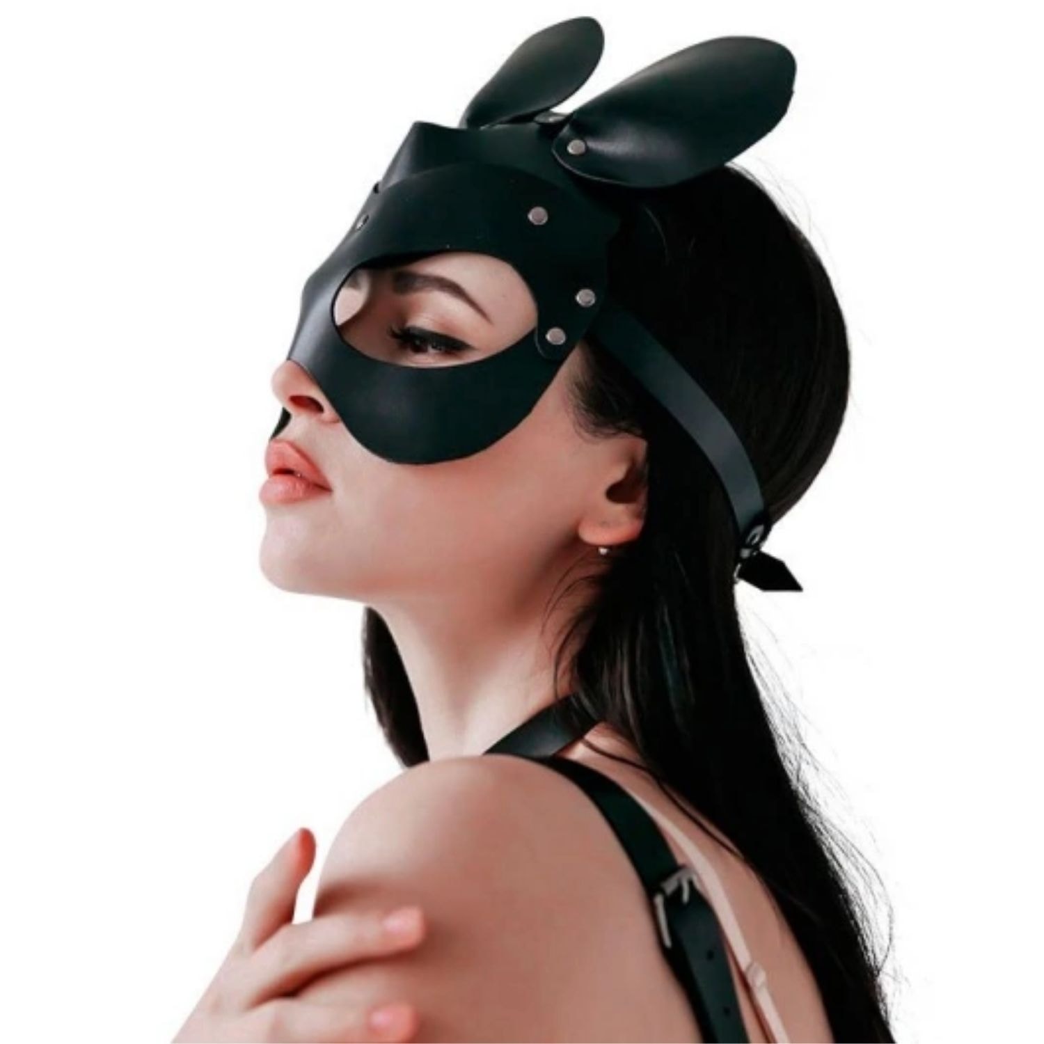 Sens Fantasy Minnie Mouse Mask Yuvarlak Kulaklı Fantezi Deri Maske - J967 detay