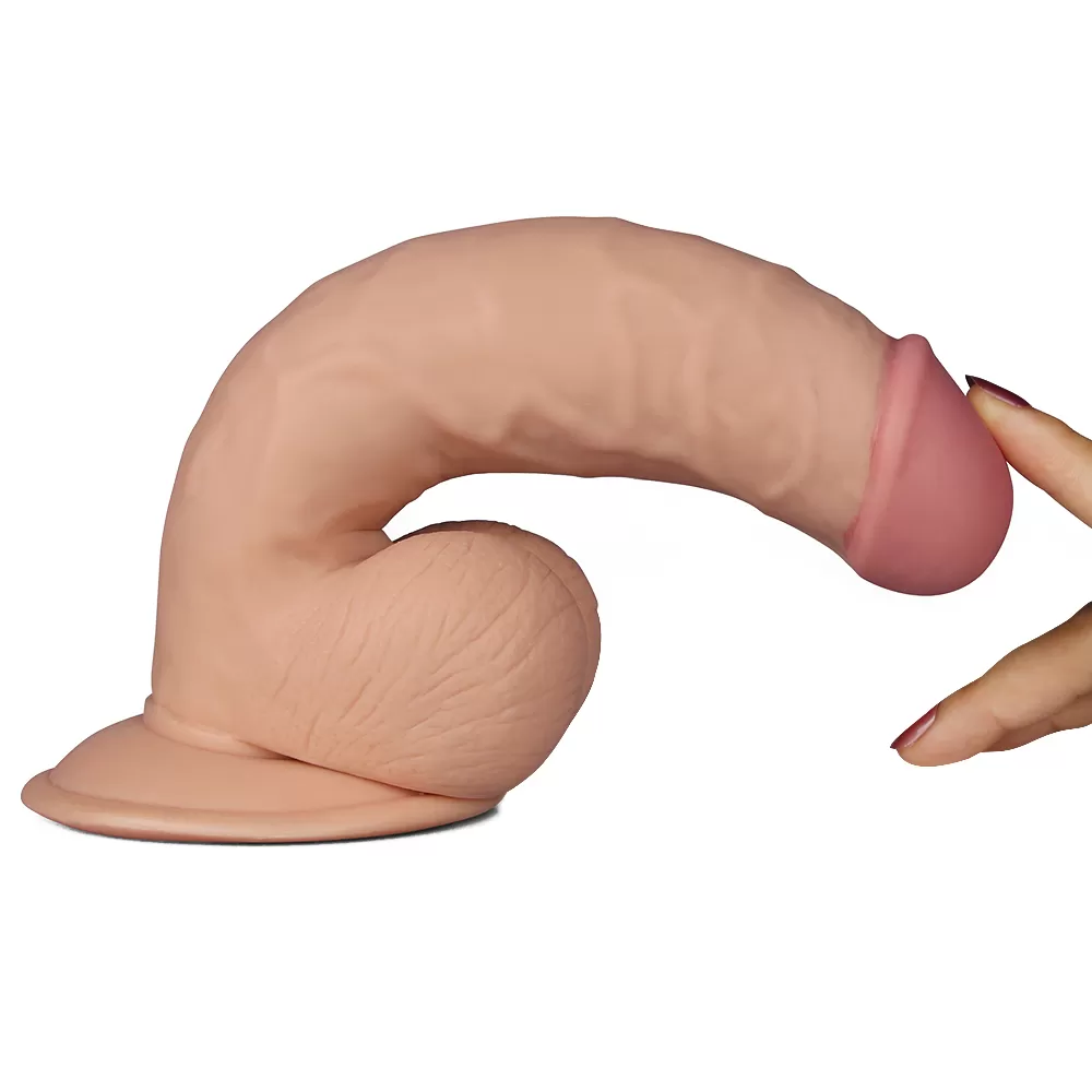 Ultra Soft Realistik Dildo Güçlü Titreşimli Yumuşak Doku Gerçekçi Yapay Penis Vibratör 20 CM detay