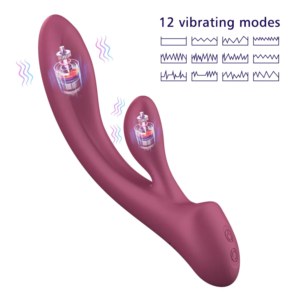 MERRY Şarjlı Ultra Güçlü Çift Motorlu 2 in 1 Rabbit Vibratör detay