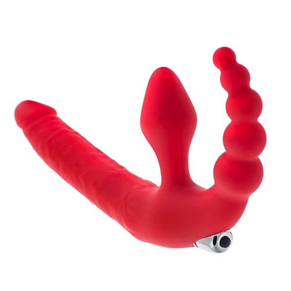 Neo Anal ve G Nokta Uyarıcı Güçlü Titreşimli Strapless Strapon 3 in 1 Vibratör detay