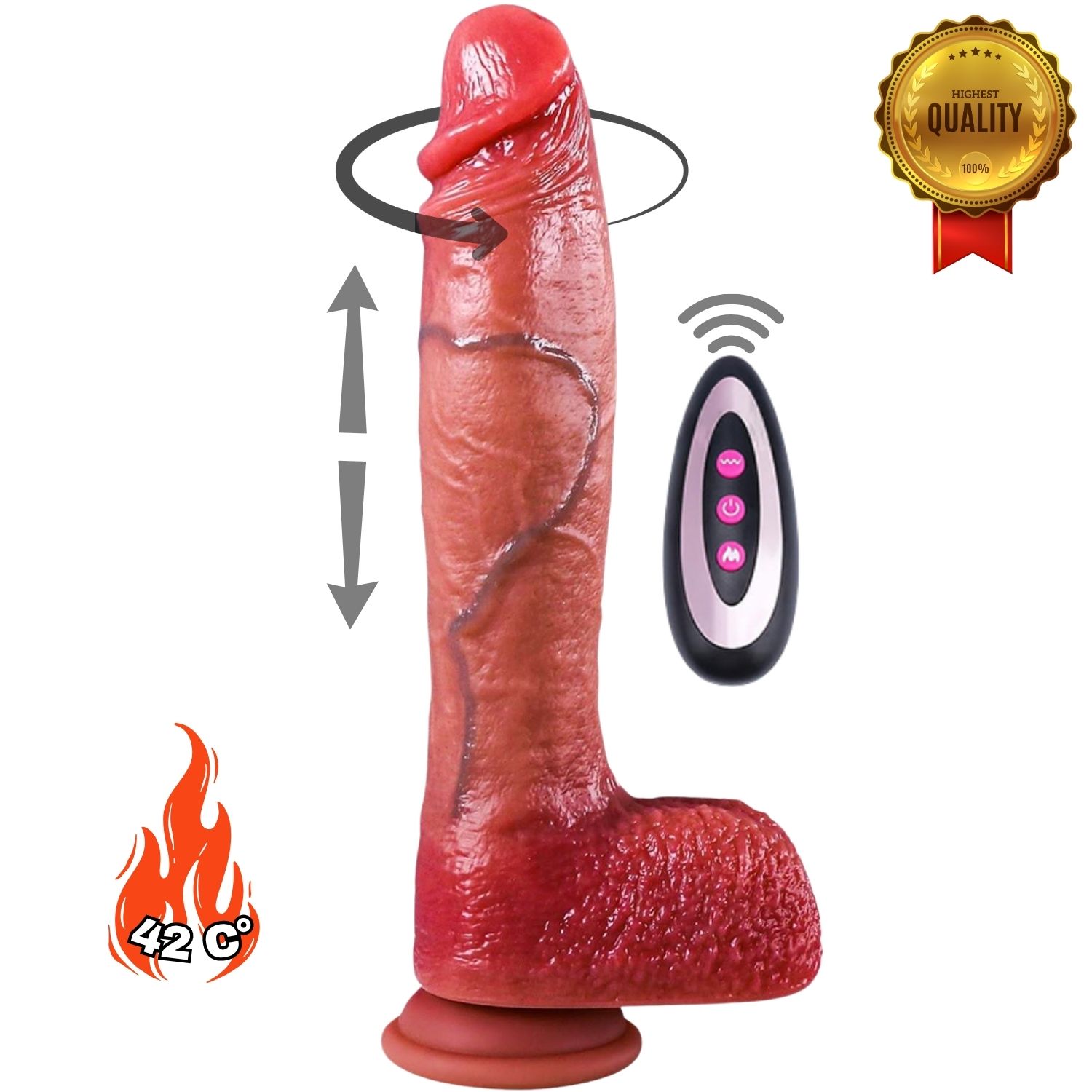 Harvey - Şarjlı Uzaktan Kumandalı Isıtmalı İleri Geri Hareketli ve Rotasyonlu Realistik Dildo Gerçekçi Yapay Penis 26 CM