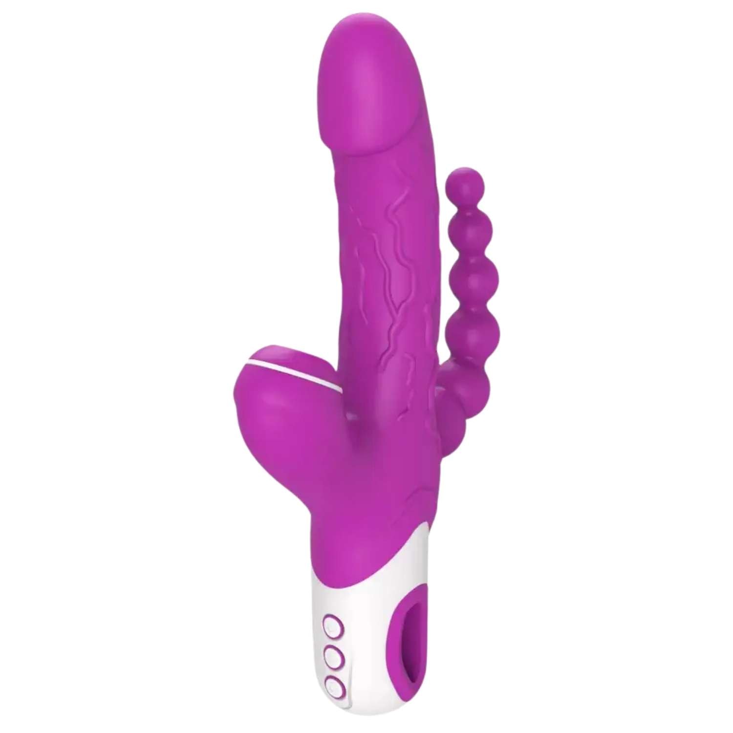 Eros -  Şarjlı Triple Anal Beads G Spot ve Klitoris Uyarıcı Güçlü Titreşimli 3 in 1 Damarlı Dildo Emiş Vibratör