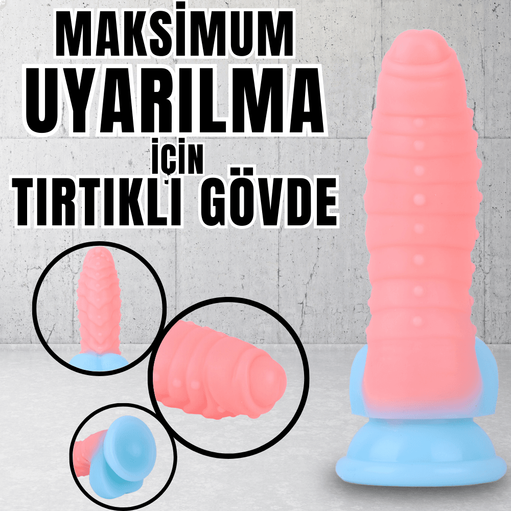 NEON ELITE Glow in the Dark - Karanlıkta Parlayan Tırtıklı Dildo Ultra Yumuşak Realistik Yapay Penis