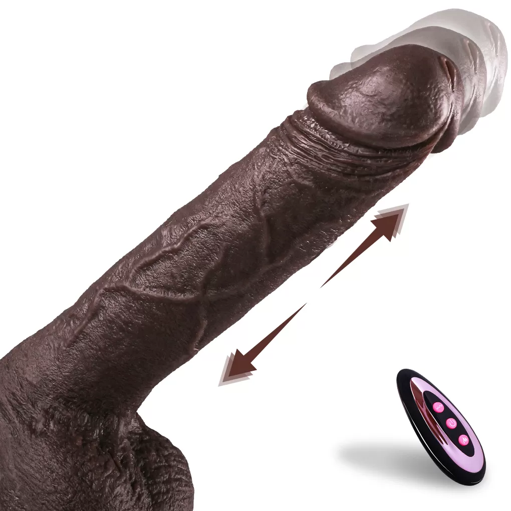 Frank - Şarjlı Uzaktan Kumandalı Isıtmalı İleri Geri Hareketli ve Rotasyonlu Realistik Dildo Gerçekçi Yapay Penis 25 CM detay