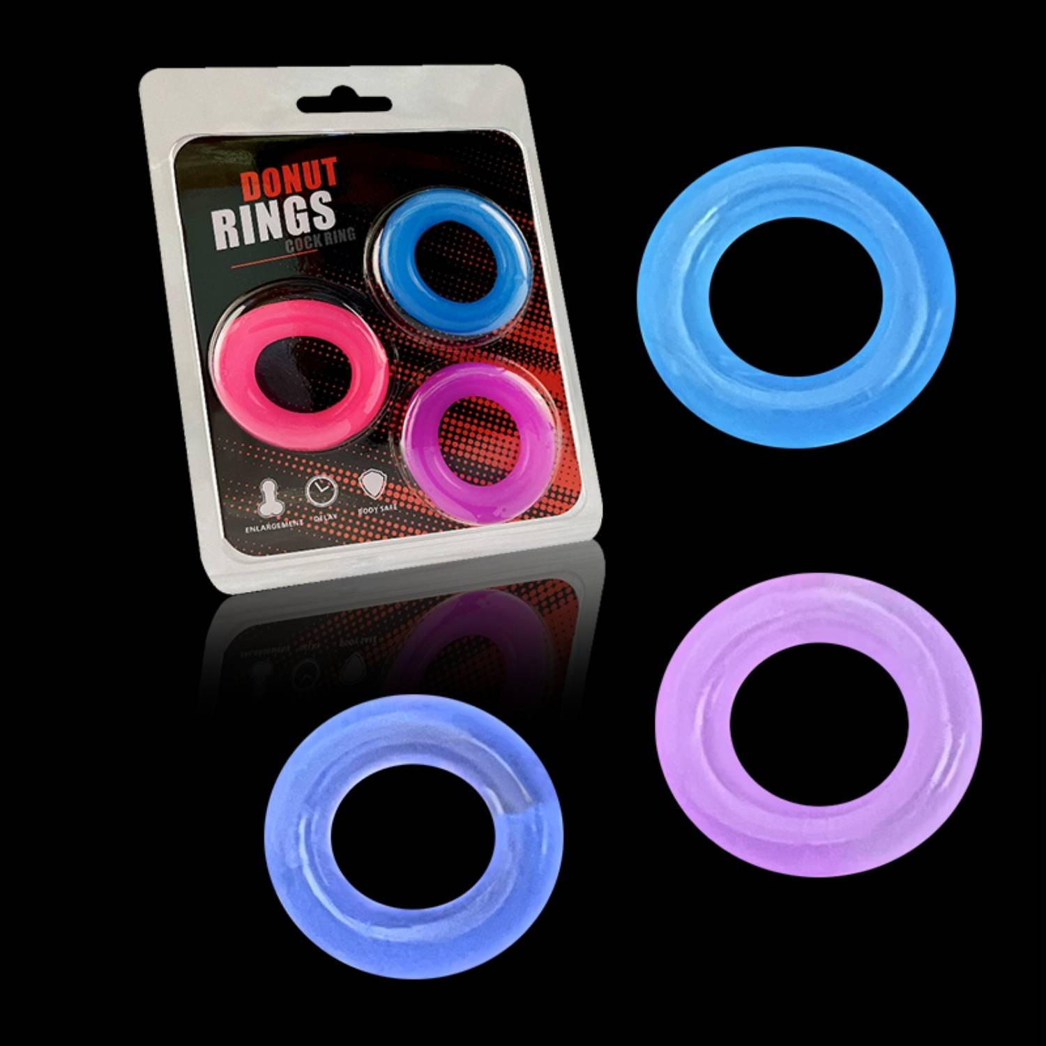 Donut Rings - Performans Artırıcı ve Serleştirici 3'lü Silikon Penis Halkası Set