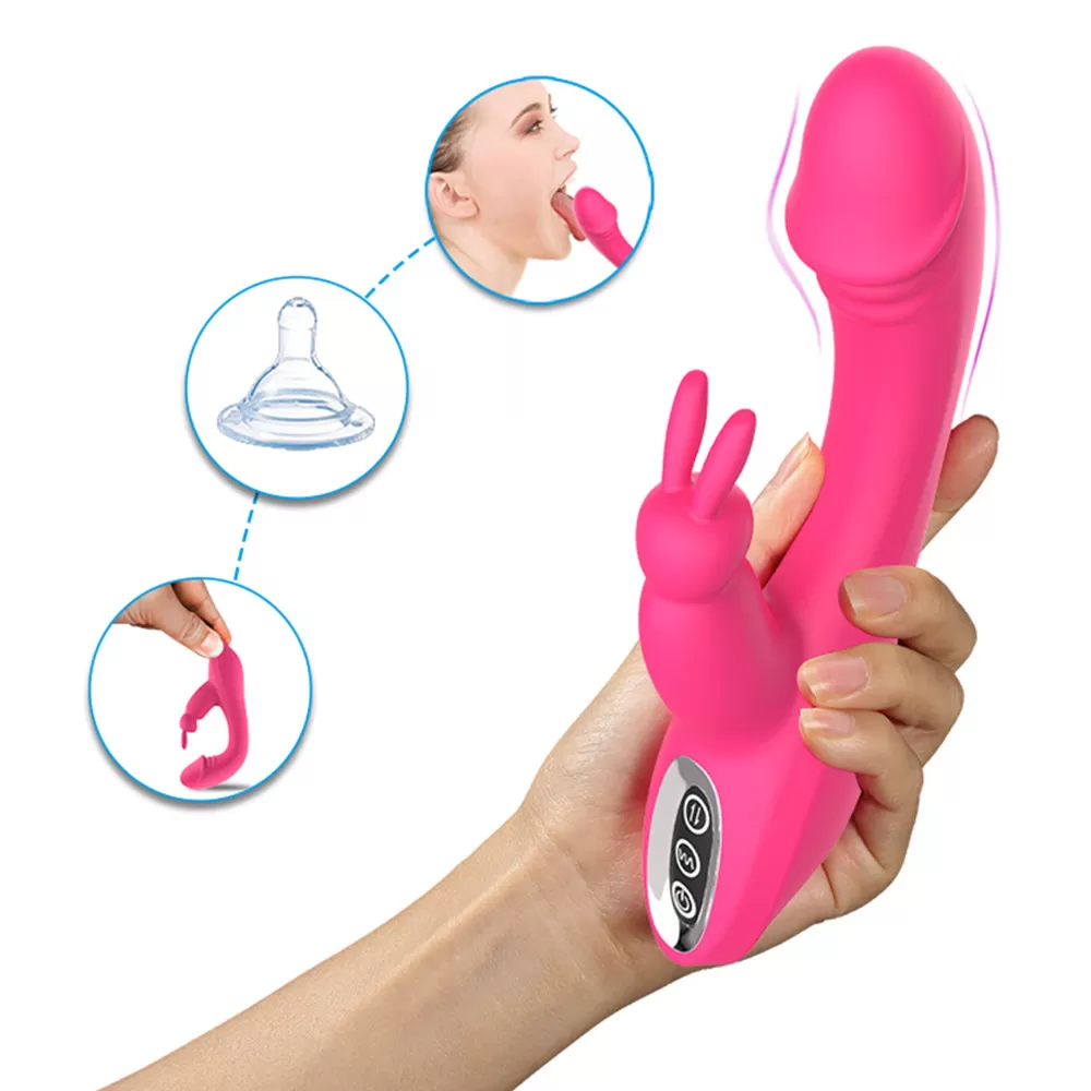 OLLY - Manyetik Şarjlı Su Geçirmez Klitoris ve G Spot Uyarıcı 2 in 1 Rabbit Tavşan Vibratör detay