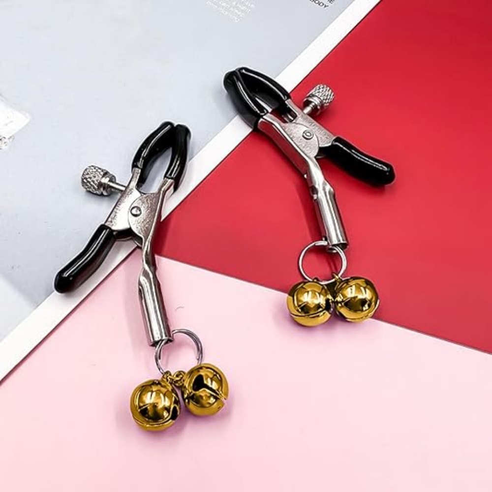 Sarı Zilli Göğüs Uyarıcı Meme Ucu Klipsi Nipple Clamps With Yellow Bell detay