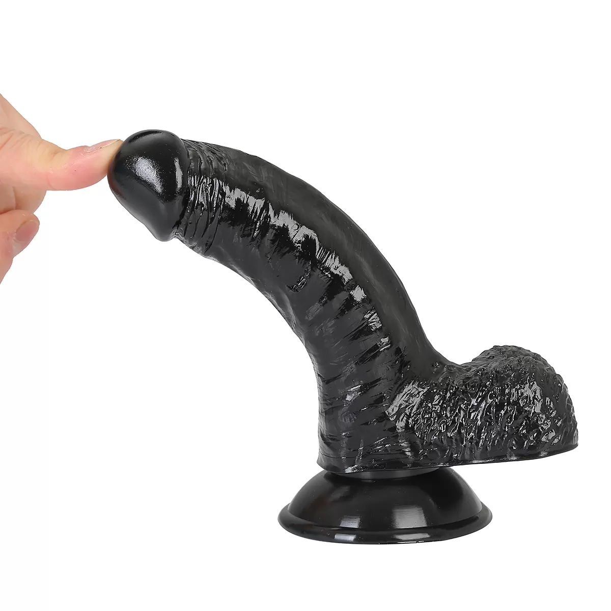Gene - Güçlü Vantuzlu Siyahi Realistik Dildo Gerçekçi Yapay Penis 18x3.5 CM detay