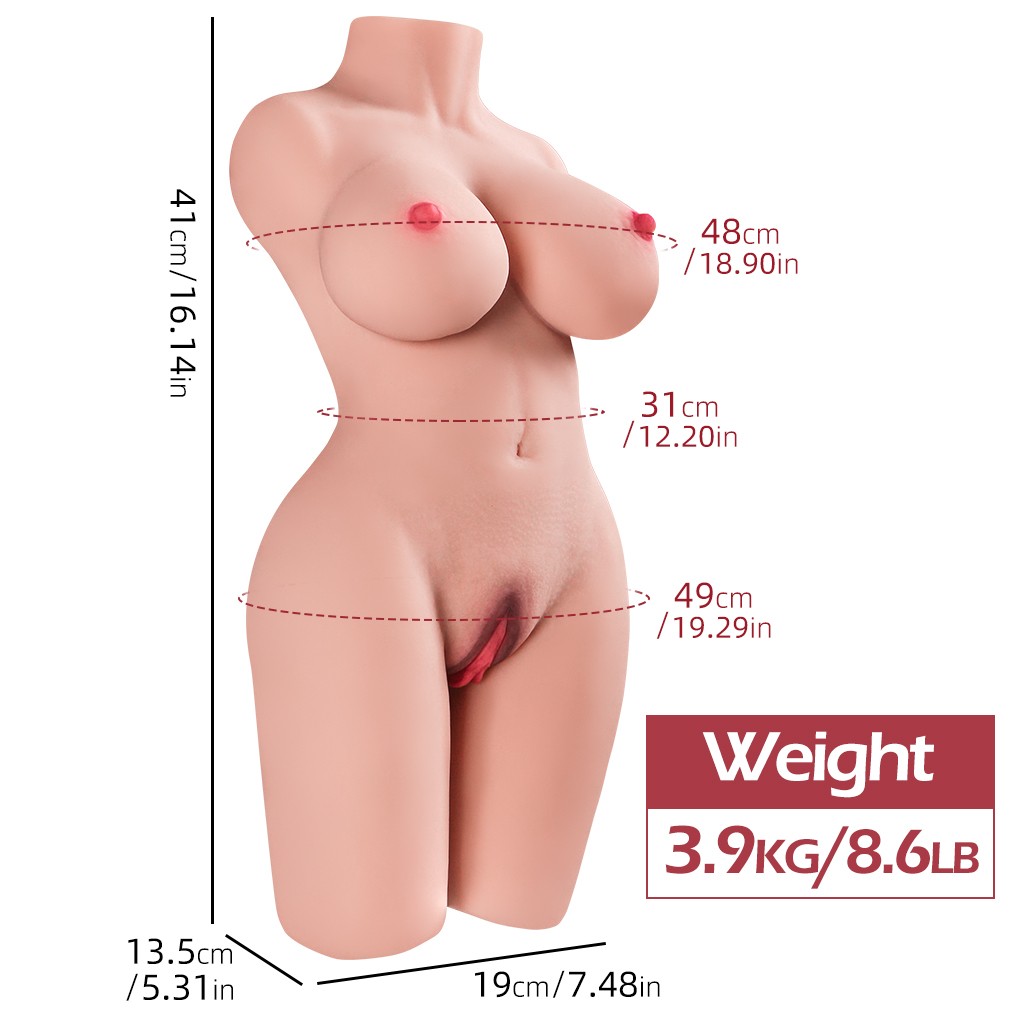 Cherry - Büyük Boy Realistik Manken Anal Vajina Çift Girişli 2 in 1 Titreşimli Isıtmalı Suni Vajina Mastürbatör