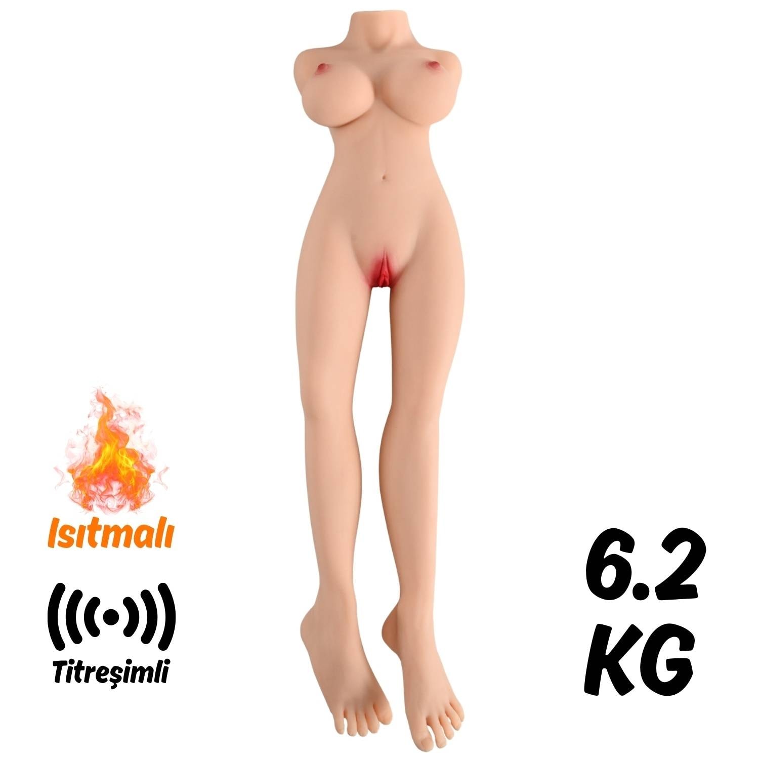 Riley - İskeletli Yarım Realistik Manken Anal Vajina Çift Girişli Isıtmalı Titreşimli Mastürbatör 6.2 KG