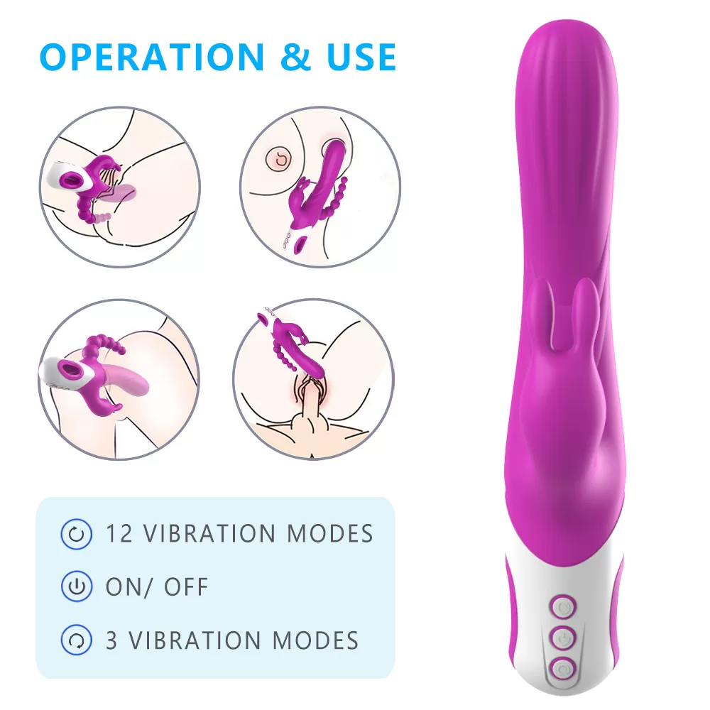 EDEN Şarjlı Anal Boncuklu 3 in 1 G Spot Üçlü Vibratör detay