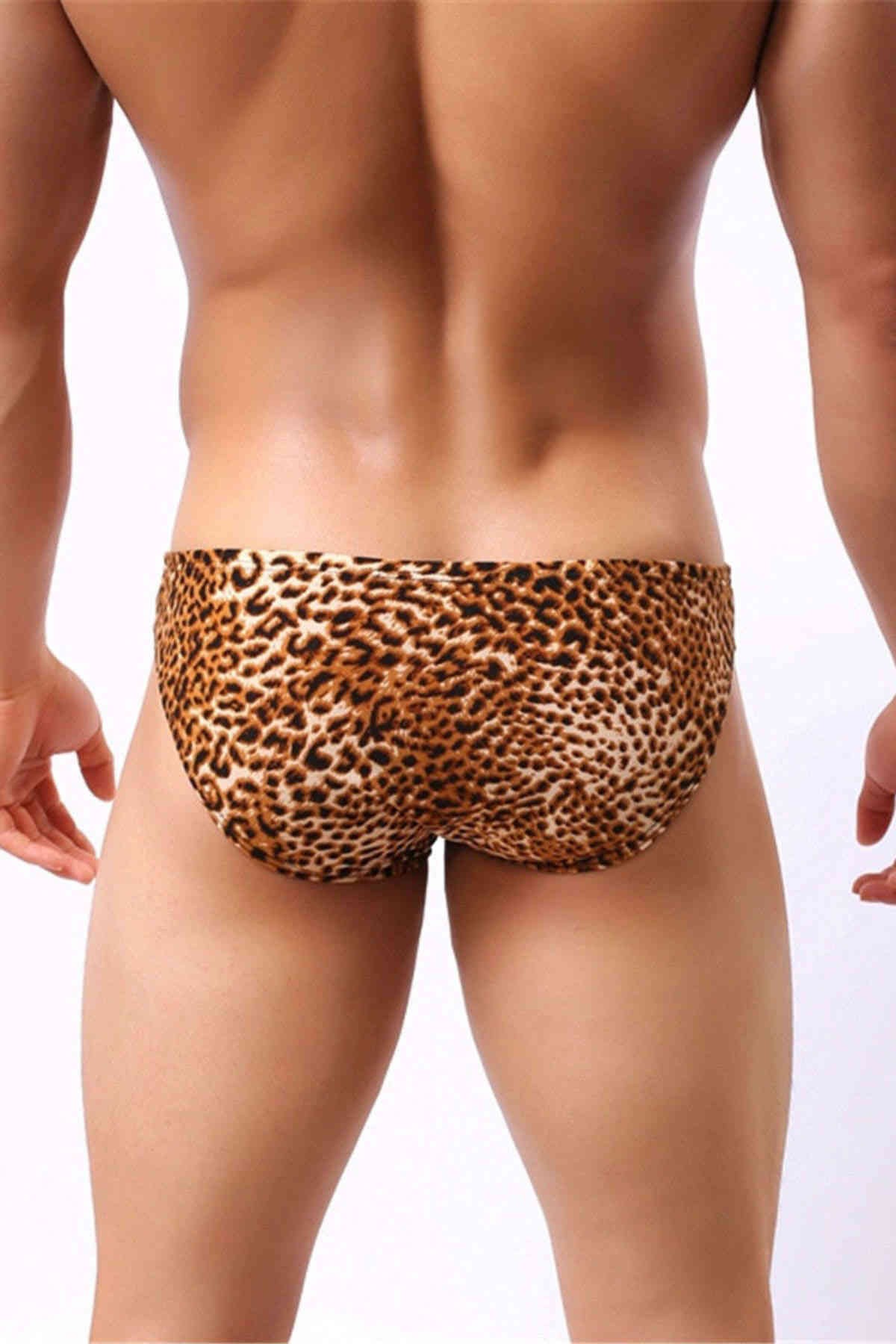 Şık Leopar Desenli Fantezi Erkek Slip Külot